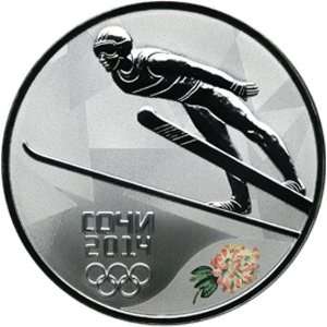  Russia   2014   1 Oz  Silver Proof Coin Winter Olympic 
