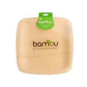  Bambu Veneerware 9in Bamboo Square Plate Set of 8