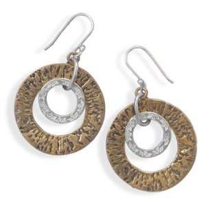  Two Tone Circle Drop Earrings 925 Sterling Silver: Jewelry