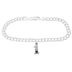 Silver Golf Hole in One on 4 Millimeter Charm Bracelet 