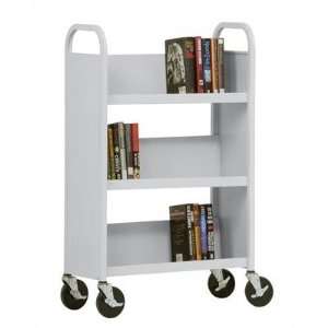   27 W Single Sided Sloped Shelf Mobile Book Truck Color: Forest Green