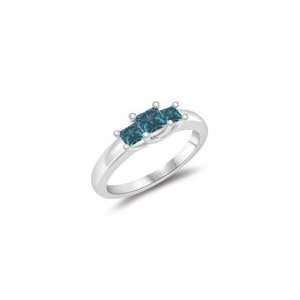  0.53 Cts Blue Diamond Ring in 14K White Gold 6.0: Jewelry