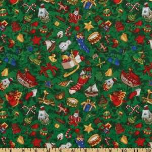   Before Christmas Toys Green Fabric By The Yard: Arts, Crafts & Sewing