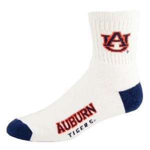  Auburn Tigers White Mens 10 13 Cuff Socks: Sports 