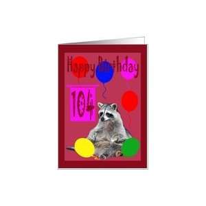  104th Birthday, Raccoon with balloons Card: Toys & Games