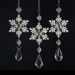  Pack of 24 Ice Palace Snowflake with Clear Gem Pendant 
