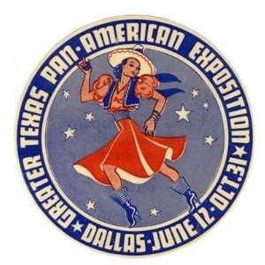  Greater Texas Pan American Exposition Sticker Dallas Texas 