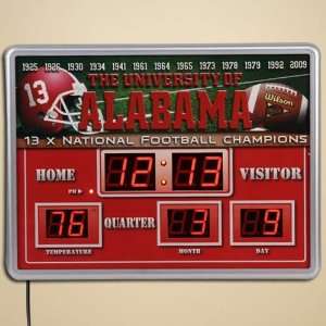  Alabama Crimson Tide 13X Champions LED Scoreboard Clock 