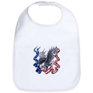 Baby Bib Cloud White Eagle With Flaming Wings Carrying Piece Of US 