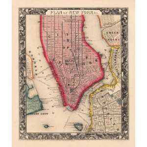  Reproduction of an 1860 Map of New York City by Samuel 