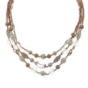   New Series 1928 Jewelry Pink Champagne Triple Strand Necklace: Jewelry