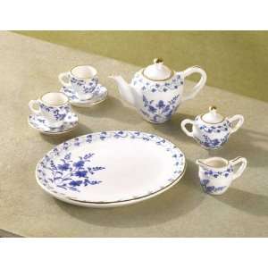  Blue and White Ceramic Mini Tea Set: Home & Kitchen