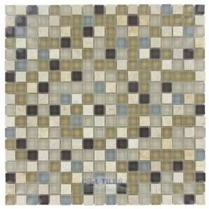  Tessera   5/8 x 5/8 glass & stone mosaic tile in river 
