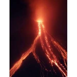  Lava Cascades Down the Slopes of Mayon Volcano in a 