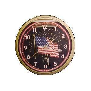  American Flag Neon Clock 20: Home Improvement