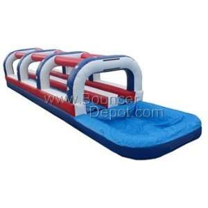   Double Lane Tropical Inflatable Slip N Slide With Pool: Toys & Games