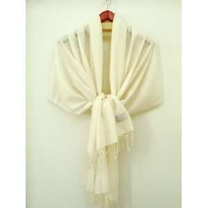 Cashmere Blended with Prized Merino Wool Shawl XXL   Natural Ivory Is 