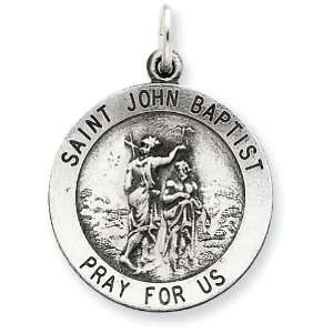  Sterling Silver Antiqued Saint John the Baptist Medal 