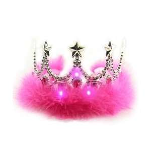  Light Up Tiara with Flashing LED Lights, Feather Trim 