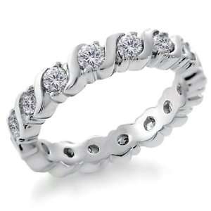   Jewelry Sterling Silver CZ Wave Eternity Ring Band   Size 5: Jewelry
