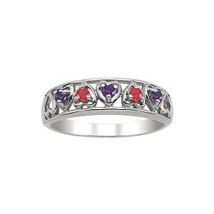  Birthstone Embedded Hearts Ring: Jewelry