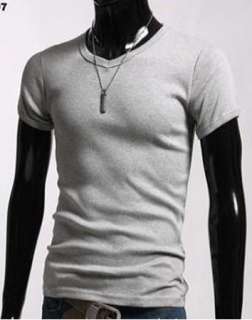 new mens fit v neck t shirt slim 4 colours S~XL S01  