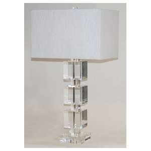    Contemporary Clear Glass Stacked Cubes Table Lamp