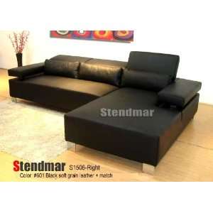  New Modern Black Leather Sectional Sofa Set S1506RB: Home 