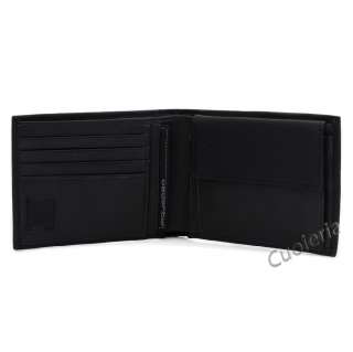 PIQUADRO Men Wallet Coin Case Genuine Black & Grey Leather PU257FW 