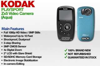 Kodak PLAYSPORT Zx5 1080p Video Camera (Aqua) 041771191856  