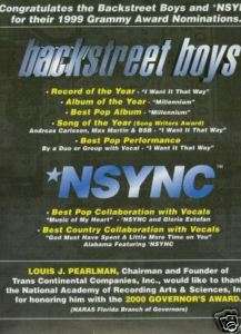 BACKSTREET BOYS and NSYNC 2000 Promo Poster Ad MINT!  