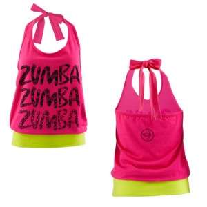 NWT ZUMBA FITNESS TRIBE HALTER TOP PINK LIME LOLLIPOP XS S M L XL XXL 