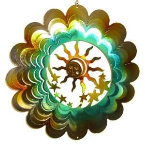 12 inch Metal 3D Copper Yellow And Aqua Sun Wind Chime 