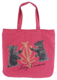 Juicy Couture Scottie Dog Sequined Pink Canvas Tote Bag New  
