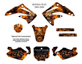 Honda CR85 2003 09 MX Bike Graphic Kit Zombie Skull  