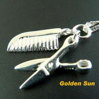 925 Sterling Silver Pendant Funny Hair Cut Tools C0110  
