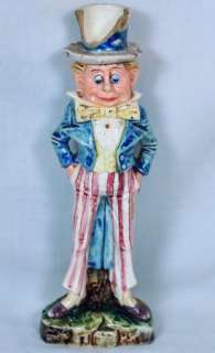 ANTIQUE BROWNIE PALMER COX UNCLE SAM MAJOLICA CANDLE STICK HOLDER AS 