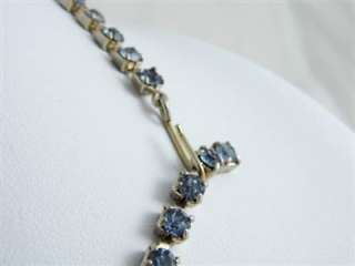 Pretty Vtg Blue Rhinestone Necklace w/Opalescent Stones  