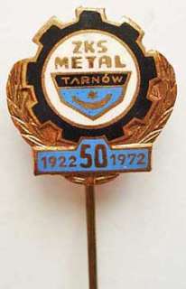 Poland football soccer pin ZKS METAL Tarnow 1922 1972  