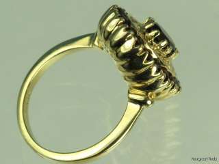 ANTIQUE 14K YELLOW GOLD FILIGREE BOHEMIAN GARNET CLUSTER RING SIZE 7 x 