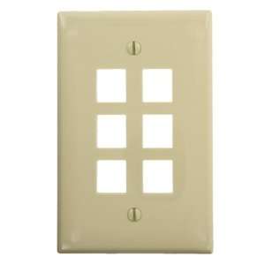   41091 6IN QuickPort Midsize Wallplate, Single Gang, 6 Port, Ivory