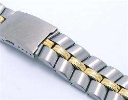 18 to 20mm Stainless Steel & Gold Tone Watch Bracelet  