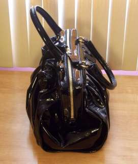NEW VALENTINO SOLD OUT Fleur Frame Patent Leather Black Satchel  