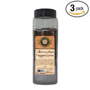 Spice Appeal Tellicherry Black Peppercorns, 16 Ounce Jars (Pack of 3 