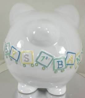 Personalized Large First Piggy Bank BOY TRAIN 1st Bank  