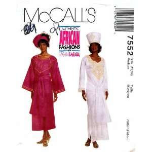 McCalls 7552 Sewing Pattern African Dress Top Skirt Hat Sash Headwrap 