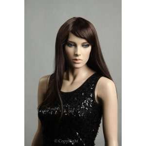  Female Mannequin Long Straight Brown Wig 