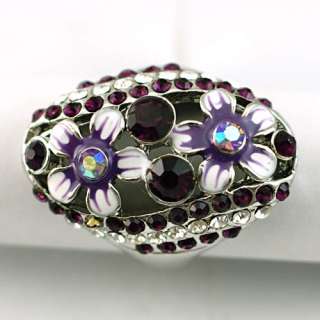 r8750 Size 10 Ladys Purple Double Flower Gemstone Zircon Finger Ring 