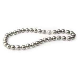 Willow Pearles 12mm Clamshell Grey Voyageur Pearle Necklace with CZ 