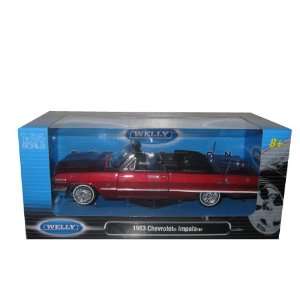    1963 Chevrolet Impala Convertible Lowrider Red 1:24: Toys & Games